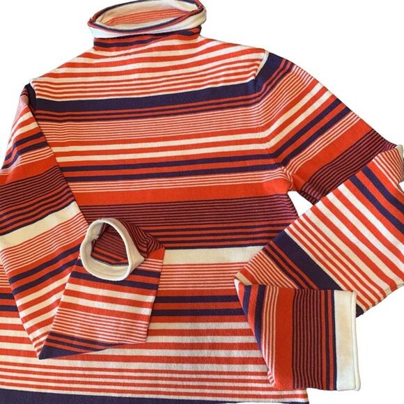 XS Duluth Trading Co. Burnt Orange Stripped Prep S'no Sweat Mock Neck Striped - Picture 5 of 11
